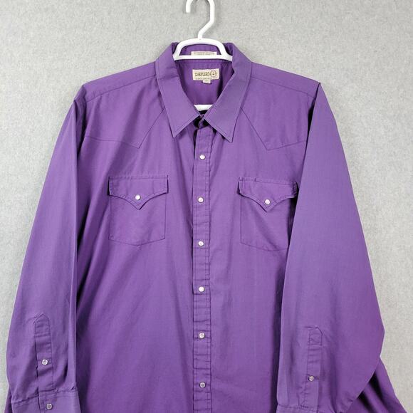 Vintage Sheplers Purple LS Pearl Snap Western Rodeo Shirt Men's Tall 20 37 - Picture 2 of 12